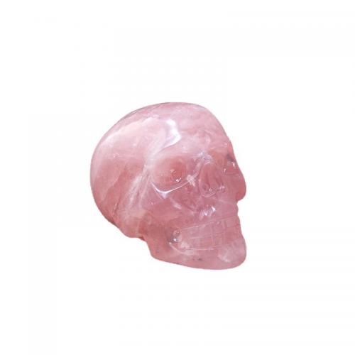 Moda Decoration, Rose Quartz, Lobanja, Izrezbaren, za dom i ured, roze, 77mm, Prodano By PC