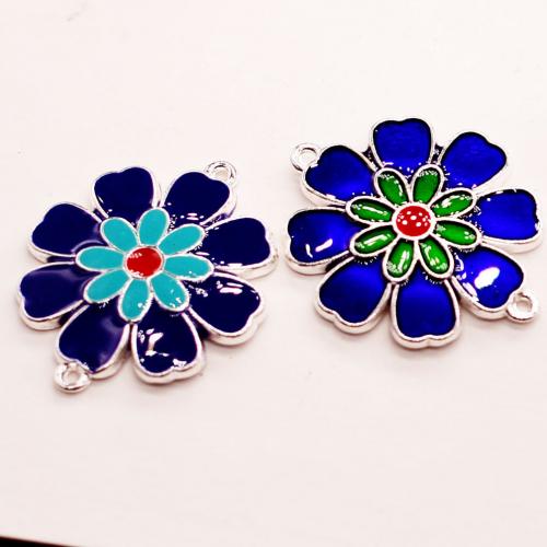 Flower Zinc Alloy Connector, plated, DIY & enamel, more colors for choice, nickel, lead & cadmium free, 24x28.50mm, Sold By PC