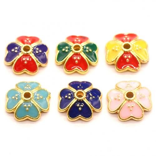 Zinc Alloy Bead Cap Flower plated DIY & enamel nickel lead & cadmium free 11mm Sold By PC