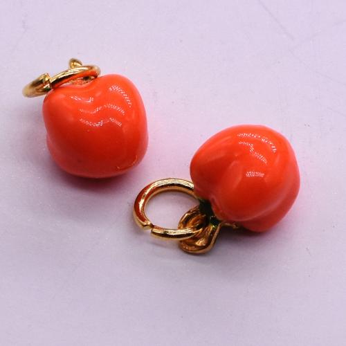 Zinc Alloy Enamel Pendants Fruit plated DIY orange nickel lead & cadmium free Sold By PC