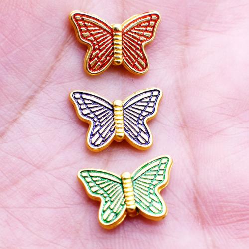 Abalorios de Aleación de Zinc de Animales, Mariposa, chapado, Bricolaje & esmalte, más colores para la opción, libre de níquel, plomo & cadmio, 14x10mm, agujero:aproximado 1.6mm, Vendido por UD