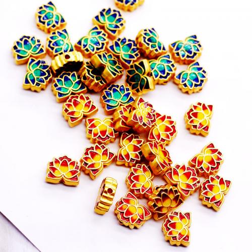 Imitation Cloisonne Zinc Alloy Beads Flower plated DIY & enamel nickel lead & cadmium free Sold By PC