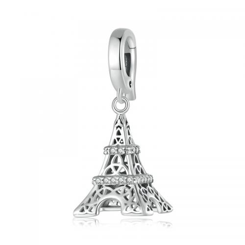 Cubic Zirconia Micro άνοιγαν Sterling Silver κρεμαστό κόσμημα, 925 Sterling Silver, επιχρυσωμένο, DIY & μικρο ανοίξει κυβικά ζιρκονία, ασήμι, 11x27mm, Sold Με PC