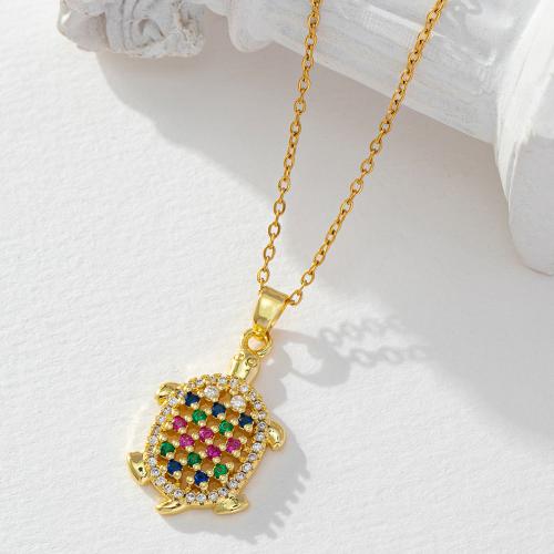 Kubieke Zirkoon Micro Pave Brass Ketting, Messing, echt goud verguld, micro pave zirconia & voor vrouw, gouden, Verkocht door PC