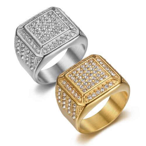 Acier titane bague, Motif géométrique, normes différentes pour le choix & pour homme & avec strass, plus de couleurs à choisir, Taille:7-13, Vendu par PC