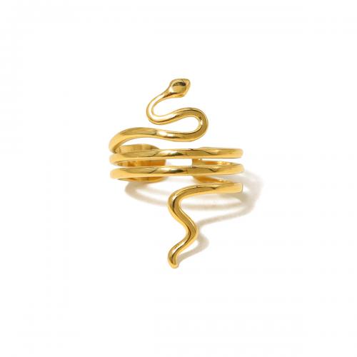 304 Nerūdijantis plienas Cuff Finger Ring, Gyvatė, 18K paauksuotas, Bižuterijos & moters, Dydis:8, Pardavė PC