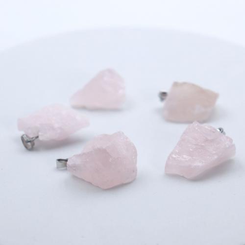 Natuurlijke Quartz Hangers, Rozenkwarts, mode sieraden & DIY, roze, Length about 15-25mm, Verkocht door PC