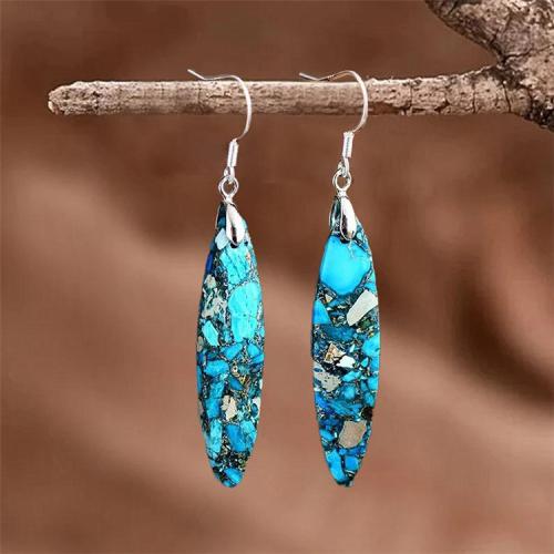 Gemstone Earrings, A pedra do rei, with cobre, Olho de cavalo, banhado, joias de moda & para mulher, Mais cores pare escolha, 10x40mm, vendido por par