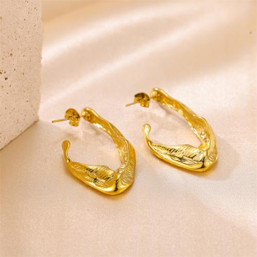 Roestvrij staal Stud Earrings, 304 roestvrij staal, mode sieraden & voor vrouw, gouden, 21x40mm, Verkocht door pair