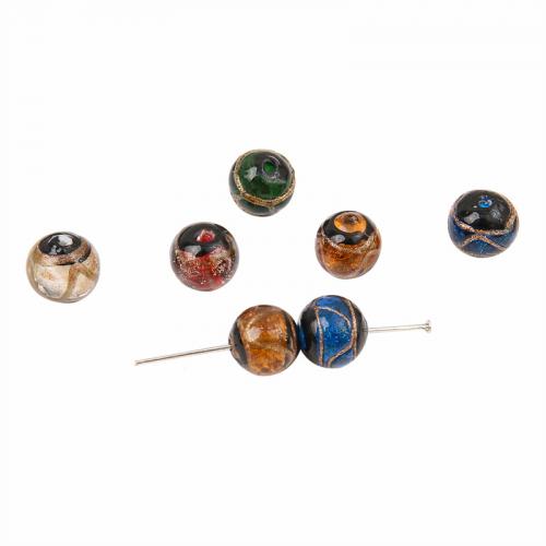 Handgemaakte Lampwork Beads, met Goud folie, Ronde, DIY & verschillende grootte voor keus, meer kleuren voor de keuze, Verkocht door PC