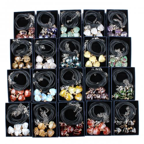 Edelstein Schmuck Halskette, mit Koreanisch+Korea, Herz, Modeschmuck, keine, 20x25x9mm, Länge ca. 40 cm, 5PCs/Box, verkauft von Box