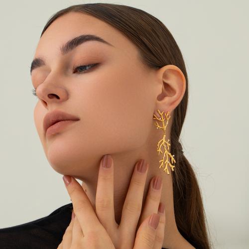 Stainless Steel Drop Earring 304 Stainless Steel with ABS Plastic Pearl Snake plated fashion jewelry golden Sold By Pair