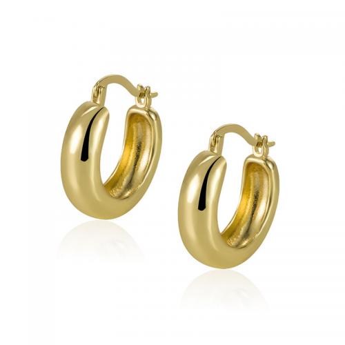 laiton boucle d'oreille leverback, Lettre U, Placage de couleur d'or, bijoux de mode & pour femme, 20mm, Vendu par paire