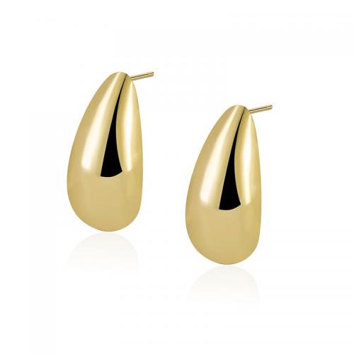 Messing Stud Earring, Teardrop, guldfarve belagt, mode smykker & for kvinde, 15x25mm, Solgt af par