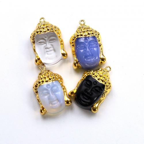 Pendants Crystal, le Prás, Buddha, dath an óir plated, jewelry faisin & DIY, dathanna níos mó le haghaidh rogha, 21x33mm, Díolta De réir PC