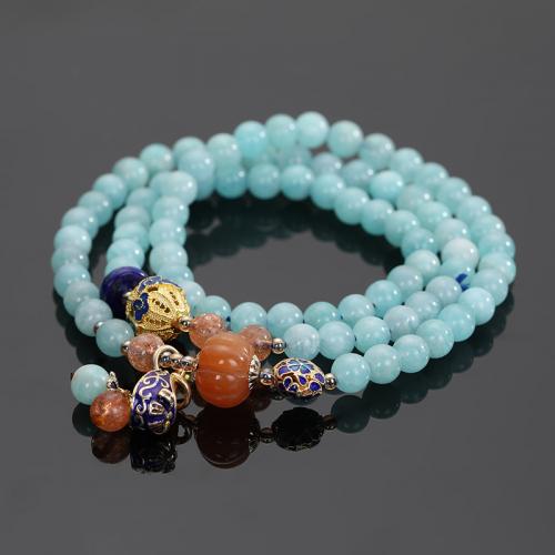 Natürliches Amazonite Bracelets, Amazonit, mit Chalzedon & Messing & Zinklegierung, plattiert, Modeschmuck & mehrschichtig & unisex & verschiedene Stile für Wahl & Emaille, keine, Länge ca. 54 cm, verkauft von PC