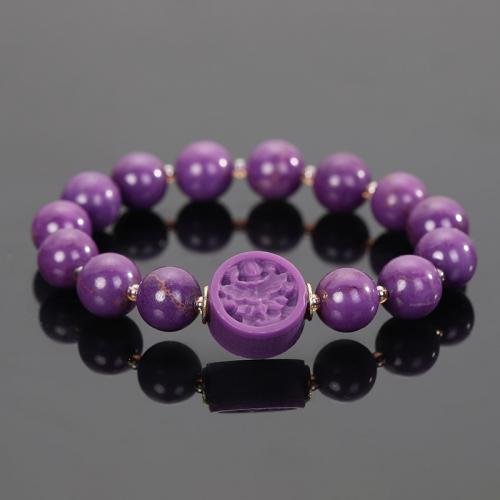 Gemstone Bracciali, lepidolite naturale, with cera vergine & calcedonio & cinabro & ottone & lega in zinco, placcato, gioielli di moda & unisex & stili diversi per la scelta & smalto, nessuno, Lunghezza Appross. 18 cm, Venduto da PC