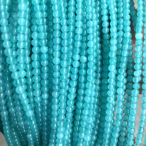 Grânulos de gemstone jóias, tingido de mármore, Roda, polido, DIY, azul, 3mm, Aprox 130PCs/Strand, vendido por Strand