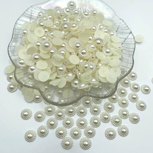 Haaraccessoires DIY bevindingen, Plastic Pearl, Bloem, verschillende grootte voor keus, wit, Verkocht door Bag