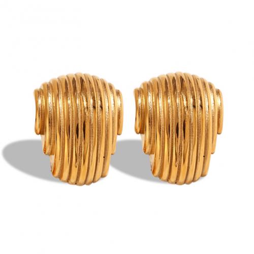 Stainless Steel Stud Earrings 304 Stainless Steel fashion jewelry & for woman golden Sold By Pair