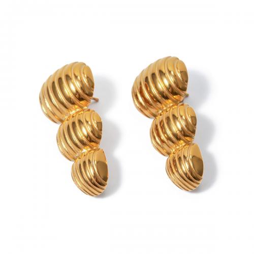 Pendientes de Acero Inoxidable, acero inoxidable 304, 18K chapado en oro, Joyería & para mujer, dorado, 40x20mm, Vendido por Par