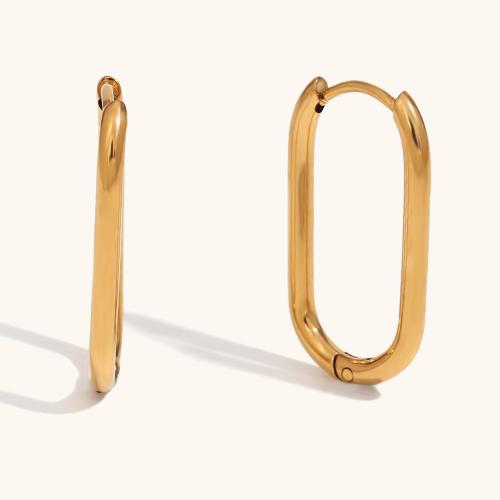 Rostfritt stål spaken bakåt Earring, 316L rostfritt stål, 18K guldpläterad, mode smycken & för kvinna, gyllene, 12.80x22.70mm, Säljs av Par