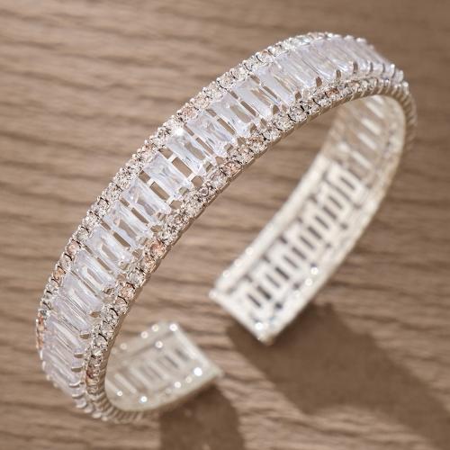 Zinc Alloy Bangle Smykker, sølvfarvet forgyldt, til brude & forskellige stilarter for valg & for kvinde & med rhinestone, flere farver til valg, nikkel, bly & cadmium fri, Solgt af PC