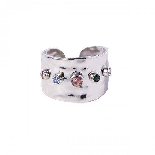 Anillo de dedo del acero inoxidable del Zirconia cúbico, acero inoxidable 304, Joyería & micro arcilla de zirconia cúbica & para mujer, color original, libre de níquel, plomo & cadmio, Inner diameter:1.78cm,width:1.35cm, Vendido por UD