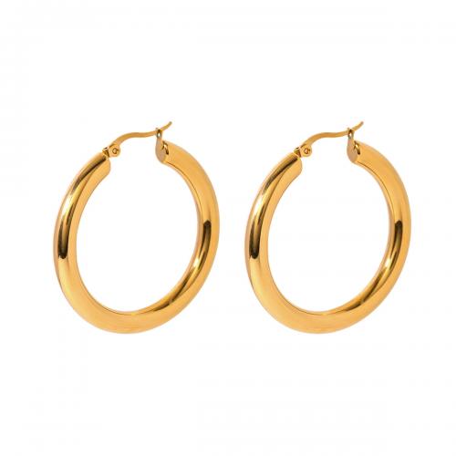 Acier inoxydable Levier Retour Earring, Acier inoxydable 304, Plaqué or 18K, bijoux de mode & pour femme, protéger l'environnement, sans nickel, plomb et cadmium, 40x5mm, Vendu par paire