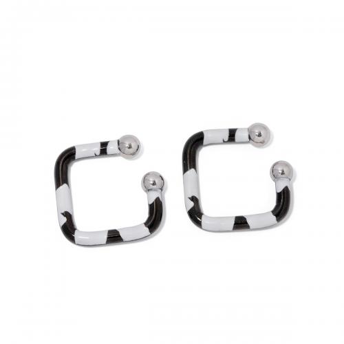 Rostfritt stål spaken bakåt Earring, 304 rostfritt stål, Square, mode smycken & för kvinna & emalj, nickel, bly och kadmium gratis, 22.20x22.80mm, Säljs av Par