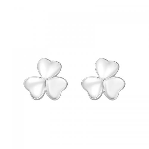 Sterling Silver Κοσμήματα Σκουλαρίκι, 925 Sterling Silver, Τρεις Leaf Clover, επιχρυσωμένο, για τη γυναίκα, ασήμι, 7.80x7.80mm, Sold Με Ζεύγος