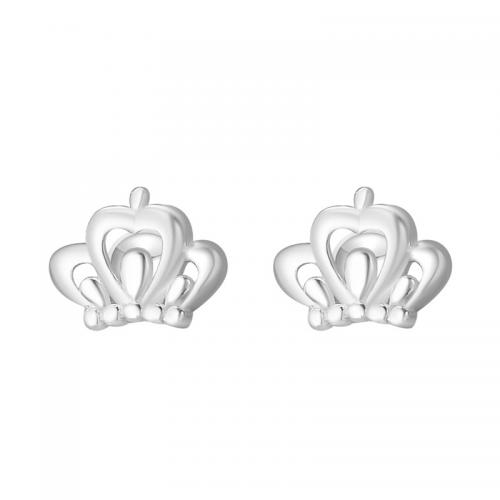 Sterling Silver Κοσμήματα Σκουλαρίκι, 925 Sterling Silver, Στέμμα, επιχρυσωμένο, για τη γυναίκα, ασήμι, 7x8.60mm, Sold Με Ζεύγος