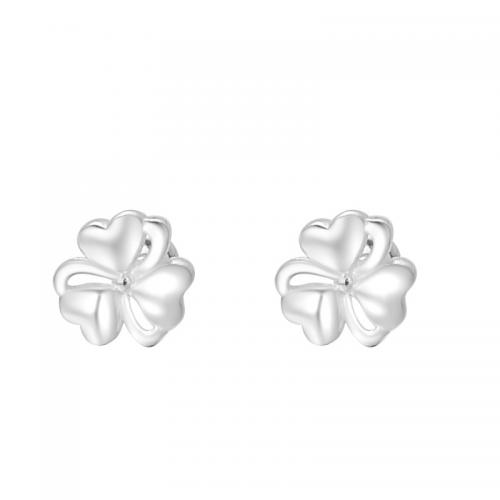 Sterling zilver sieraden oorbellen, 925 Sterling Zilver, Three Leaf Clover, plated, voor vrouw, zilver, Verkocht door pair