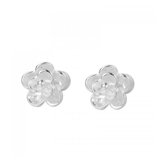 Boucle d'oreille bijoux en argent sterling, argent sterling 925, Pétales, Placage, pour femme, argent, Vendu par paire