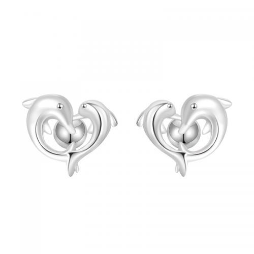 Sterling Silver Jewelry orecchino, 925 argento sterlina, Delfino, placcato, per la donna, argento, Venduto da coppia