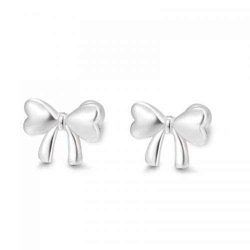 Sterling Silver Jewelry Earring, 925 Sterling Silver, Bowknot, plátáilte, do bhean, airgid, Díolta De réir Péire