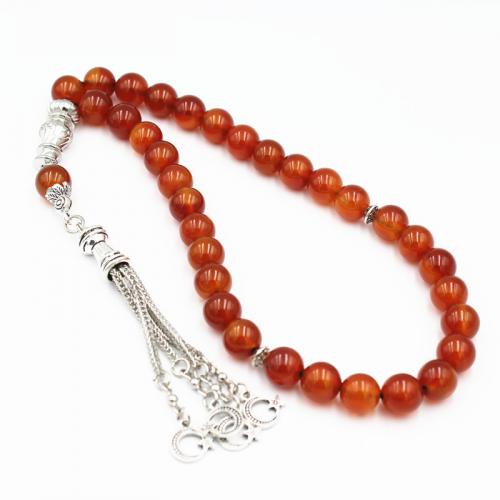 Fashion armbånd smykker, Red Agate, med Zinc Alloy, Runde, sølvfarvet forgyldt, mode smykker & Unisex, rød, 10mm, 33pc'er/Strand, Solgt af Strand