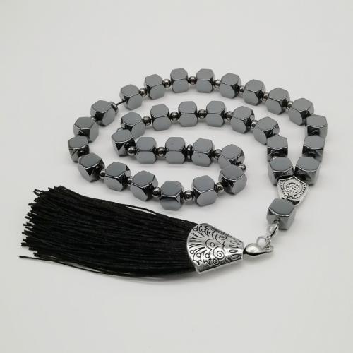 Bijoux bracelets de mode, Hématite, avec Cordon de noeud & alliage de zinc, Placage de couleur argentée, bijoux de mode & unisexe & normes différentes pour le choix, noire, Vendu par PC