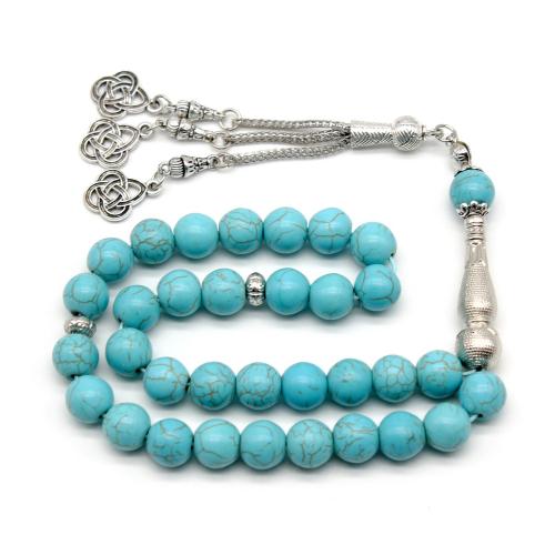 Bijoux bracelets de mode, turquoise synthétique, avec alliage de zinc, Placage de couleur argentée, bijoux de mode & unisexe, plus de couleurs à choisir, 10mm, Longueur Environ 30 cm, Vendu par PC