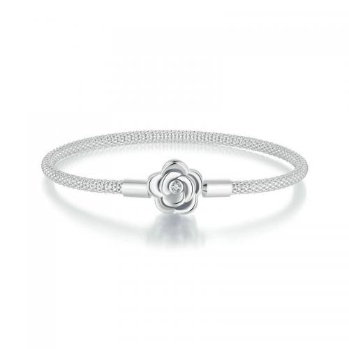 Bracelets en argent sterling, Argent sterling 925, Rose, bijoux de mode & normes différentes pour le choix & pavé de micro zircon & pour femme, protéger l'environnement, sans nickel, plomb et cadmium, Vendu par PC