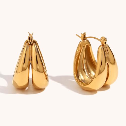 Stainless Steel Lever Terug Earring, 316L roestvrij staal, 18K verguld, mode sieraden & voor vrouw, gouden, 25.40x17mm, Verkocht door pair