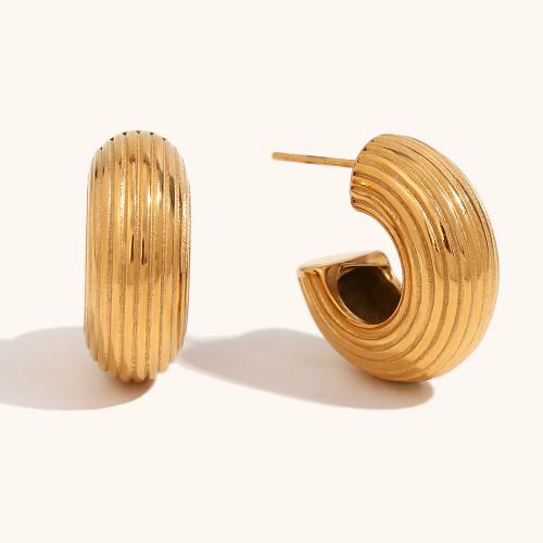 Stainless Steel Stud Earrings 316L Stainless Steel 18K gold plated fashion jewelry & for woman golden Sold By Pair