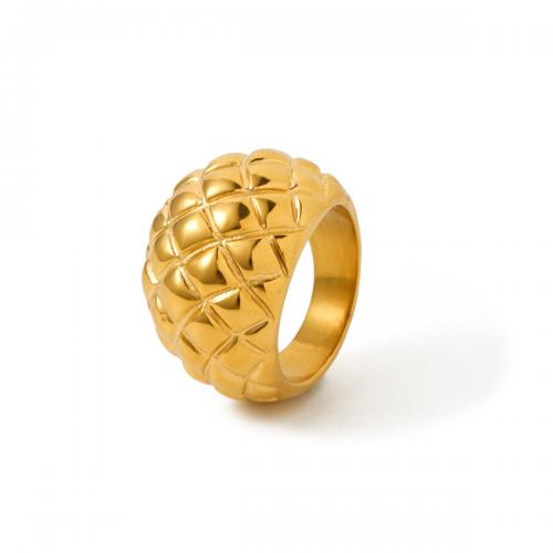 Anillo de dedo de acero inoxidable, acero inoxidable 304, 18K chapado en oro, Joyería & diverso tamaño para la opción & para mujer, dorado, inner diameter 17.3mm, width 17.2mm, Vendido por UD