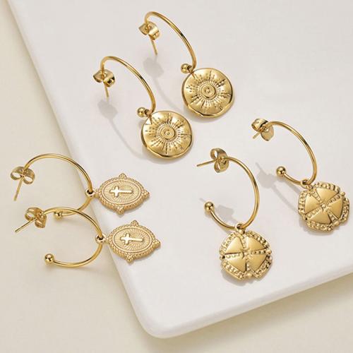 Stainless Steel Drop Earring 304 Stainless Steel fashion jewelry & for woman golden Sold By Pair