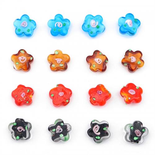 Handgemaakte Lampwork Beads, Bloem, DIY, meer kleuren voor de keuze, 14mm, Gat:Ca 1.5mm, 2pC's/Bag, Verkocht door Bag