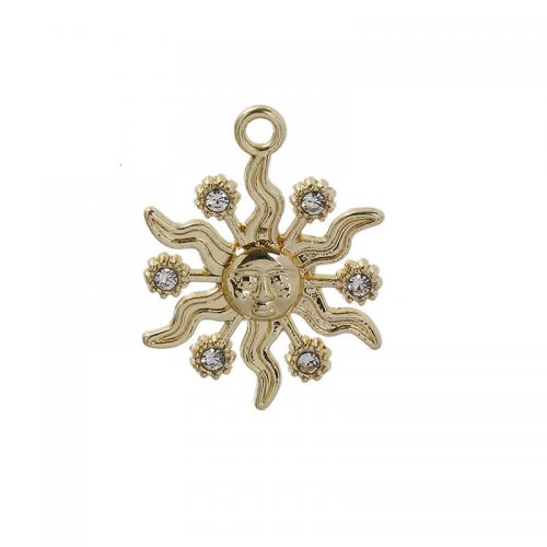 Zinc Alloy Rhinestone Pendants Sun plated DIY & with rhinestone nickel lead & cadmium free Sold By Bag