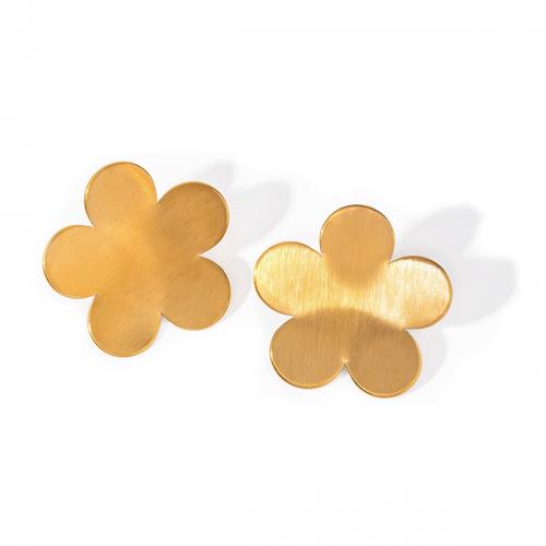 Stainless Steel Stud Earrings 304 Stainless Steel Flower 18K gold plated fashion jewelry & for woman nickel lead & cadmium free 28.50mm Sold By Pair