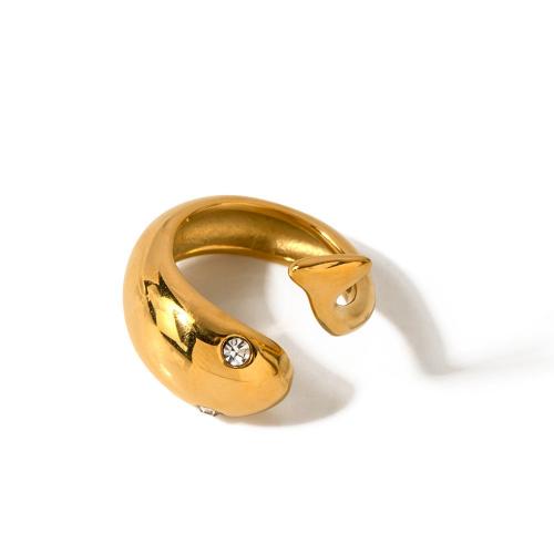 Anillo de dedo acero inoxidable del Rhinestone, acero inoxidable 304, 18K chapado en oro, Joyería & para mujer & con diamantes de imitación, libre de níquel, plomo & cadmio, Inner diameter :1.76cm, Vendido por UD