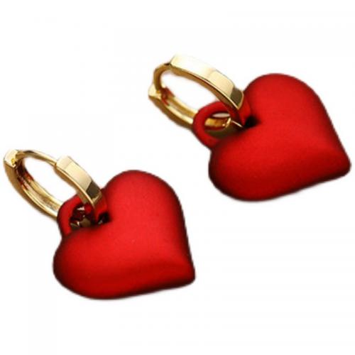 Huggie hoepel Drop Earrings, Zinc Alloy, Hart, plated, voor vrouw, gouden, Verkocht door pair