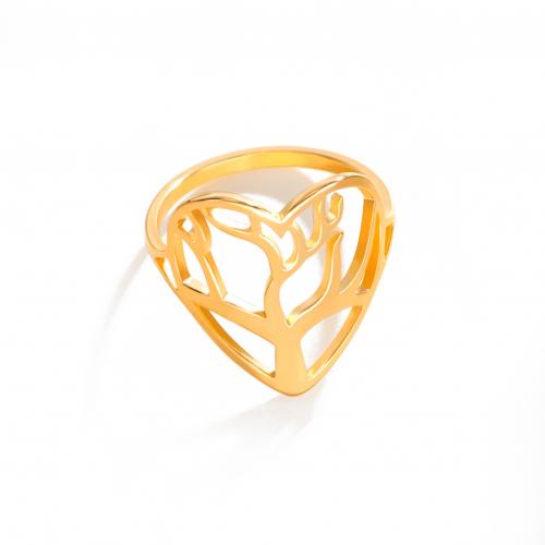 Titanium Steel Finger Ring Heart Vacuum Ion Plating fashion jewelry & Unisex & hollow 18.10mm Sold By PC